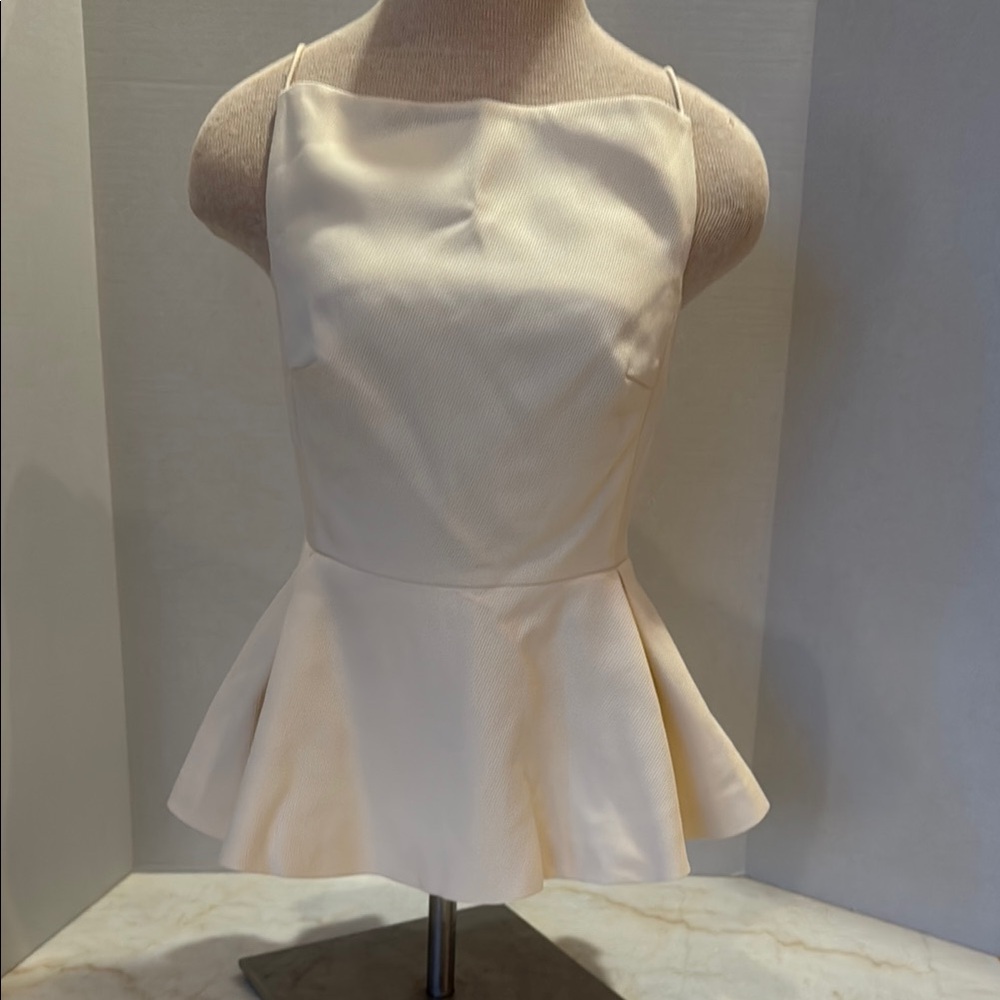 Gia Studios Elegant Cream Halter Peplum Blouse